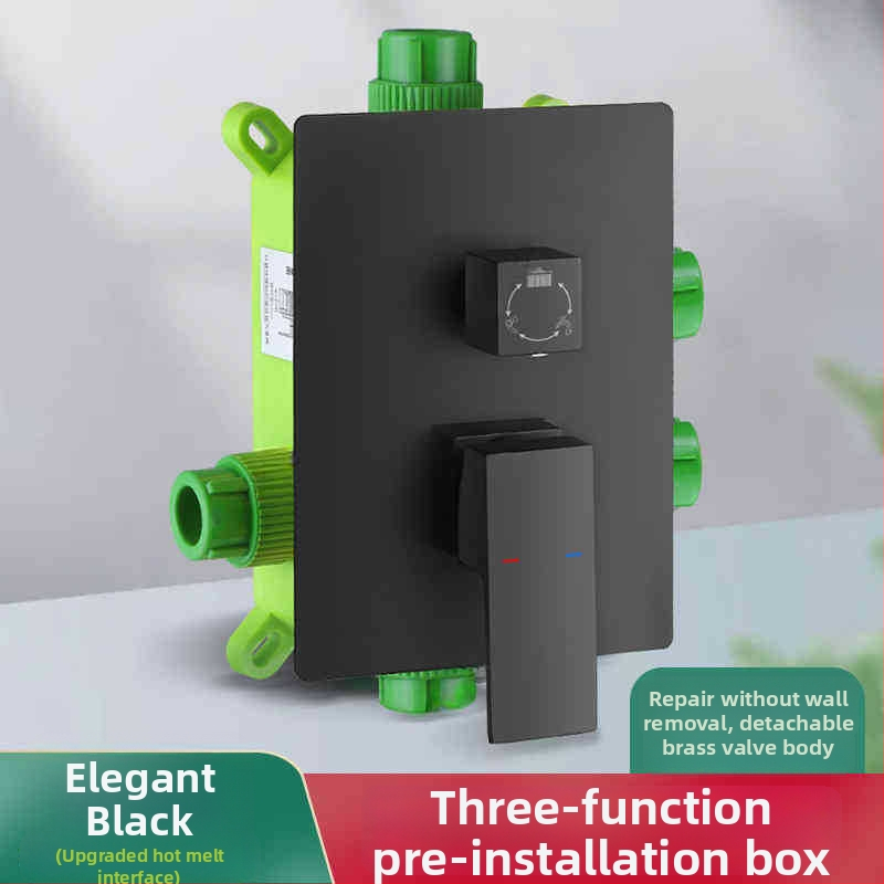 Ugradni tuš set, bakreno tijelo, kvadratni oblik, kromirana završna obrada, funkcije: raspršivanje, kontrola temperature, stalna temperatura, automatsko punjenje