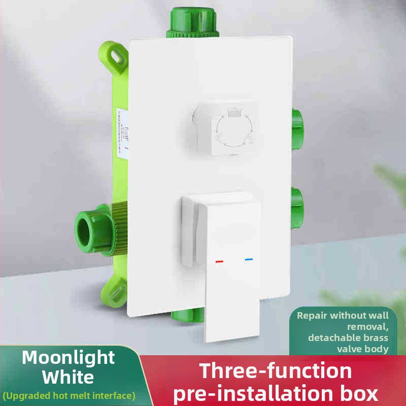 Ugradni tuš set, bakreno tijelo, kvadratni oblik, kromirana završna obrada, funkcije: raspršivanje, kontrola temperature, stalna temperatura, automatsko punjenje