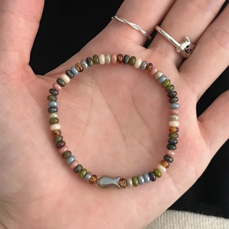 Brățară geometrică unisex, handmade, materiale mixte, stil nou chinezesc-retro