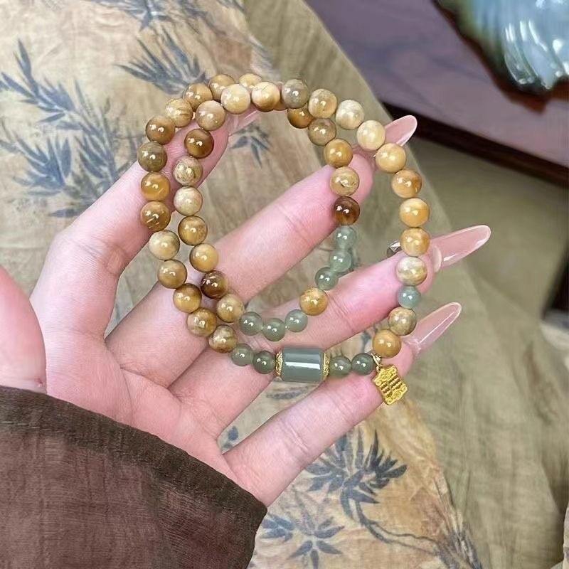 Brățară geometrică unisex, handmade, materiale mixte, stil nou chinezesc-retro