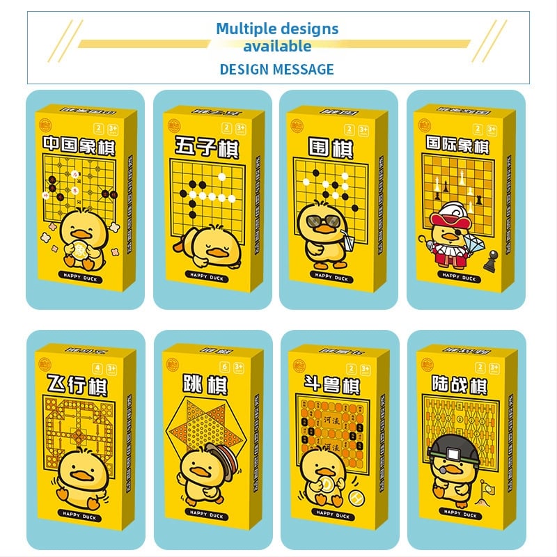 Višestruki stolni set igara: Go, Gomoku, Kinesko šah, Dama, Letajuće šahovske igre; Materijal: plastika; Marka: Yulefang; Dobna skupina: 4-14 godina; Uključuje pet igara