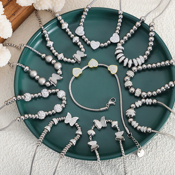 Brățară din oțel de titan cu placare aurie, mărgele cu diamante, design geometric, pentru femei, stil office