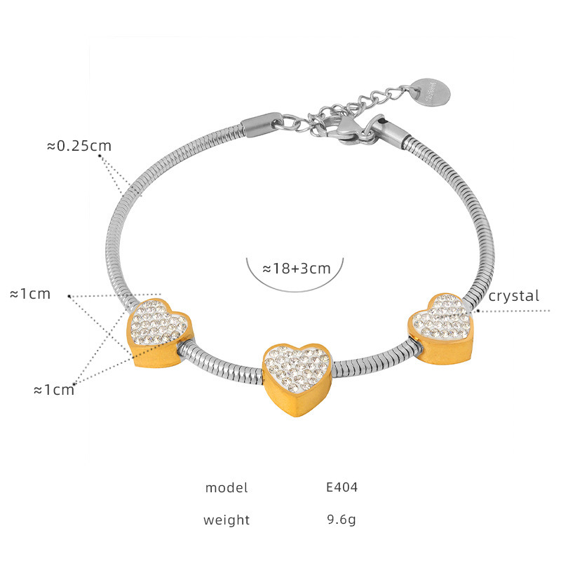 Brățară din oțel de titan cu placare aurie, mărgele cu diamante, design geometric, pentru femei, stil office