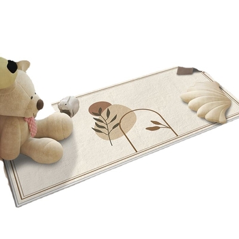 Tepih s crtanim medvjedićem za dnevni boravak, spavaću sobu i balkon — protuklizni, upija vodu, kvadratnog oblika, poliestersko vlakno, tiskanje, ručno pranje