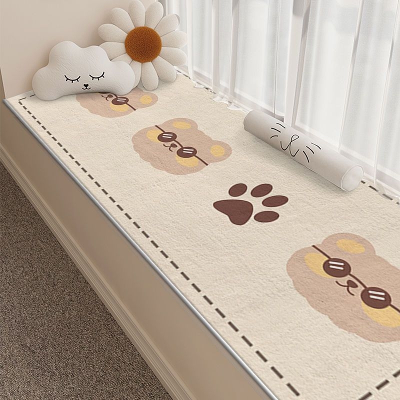 Tepih s crtanim medvjedićem za dnevni boravak, spavaću sobu i balkon — protuklizni, upija vodu, kvadratnog oblika, poliestersko vlakno, tiskanje, ručno pranje