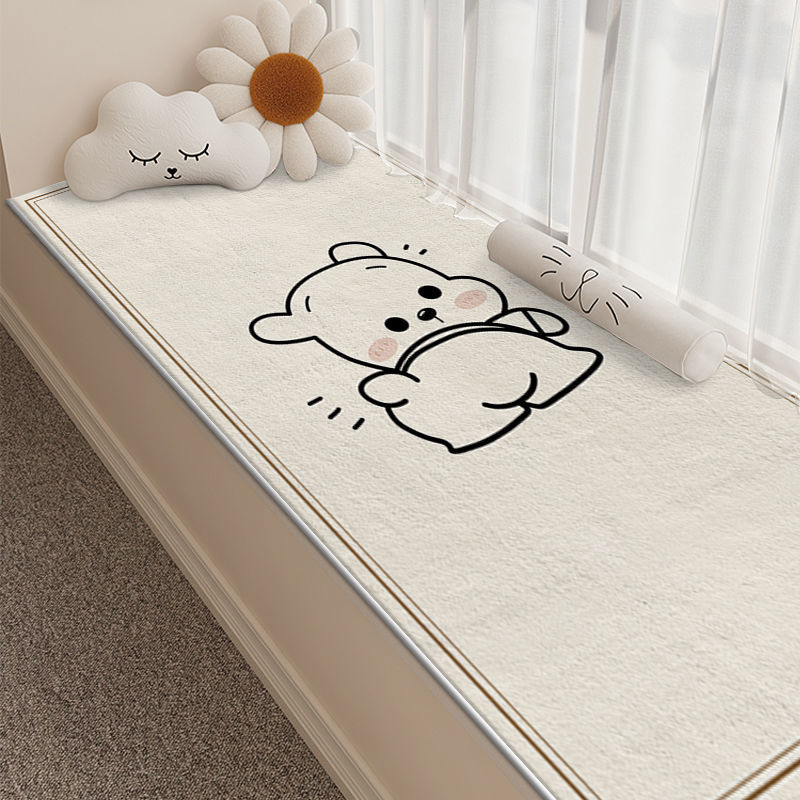 Tepih s crtanim medvjedićem za dnevni boravak, spavaću sobu i balkon — protuklizni, upija vodu, kvadratnog oblika, poliestersko vlakno, tiskanje, ručno pranje