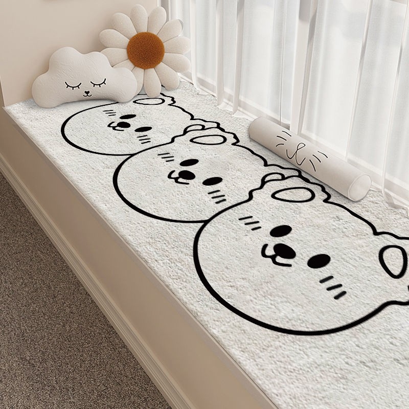 Tepih s crtanim medvjedićem za dnevni boravak, spavaću sobu i balkon — protuklizni, upija vodu, kvadratnog oblika, poliestersko vlakno, tiskanje, ručno pranje