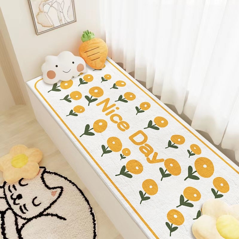 Tepih s crtanim medvjedićem za dnevni boravak, spavaću sobu i balkon — protuklizni, upija vodu, kvadratnog oblika, poliestersko vlakno, tiskanje, ručno pranje