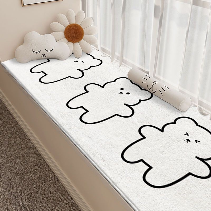 Tepih s crtanim medvjedićem za dnevni boravak, spavaću sobu i balkon — protuklizni, upija vodu, kvadratnog oblika, poliestersko vlakno, tiskanje, ručno pranje