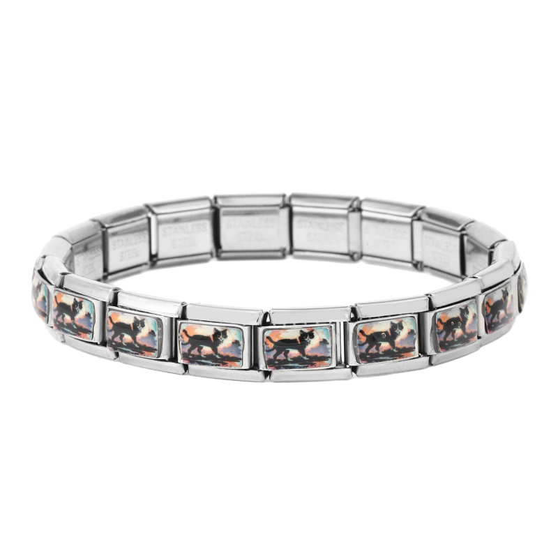 Brățară cu pisică desen animat | oțel inoxidabil • făcut manual • unisex, design original • formă de animal