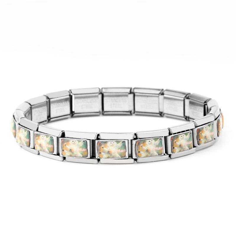 Brățară cu pisică desen animat | oțel inoxidabil • făcut manual • unisex, design original • formă de animal