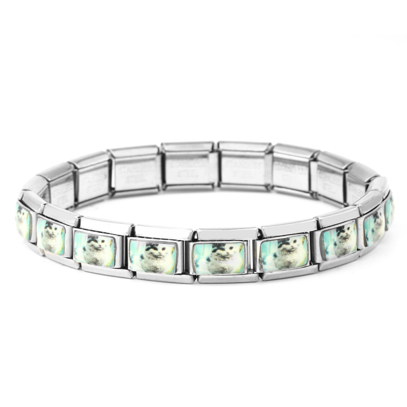 Brățară cu pisică desen animat | oțel inoxidabil • făcut manual • unisex, design original • formă de animal