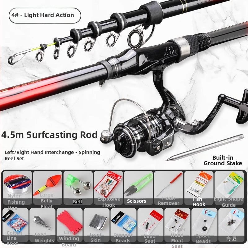 Horgászbot hosszú dobásokhoz, slip float és nagy vezető gyűrűvel; ultra-kemény felépítés, rövid szakasz