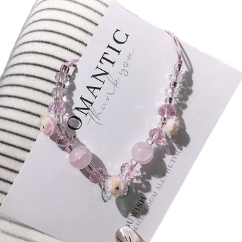 Brățară cu mărgele Camelia, împletită manual, din sticlă și lazurit, formă florală, stil proaspăt și elegant, bijuterie pentru mână