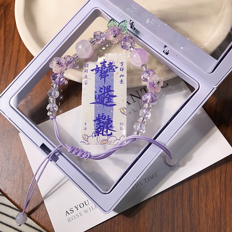 Brățară cu mărgele Camelia, împletită manual, din sticlă și lazurit, formă florală, stil proaspăt și elegant, bijuterie pentru mână