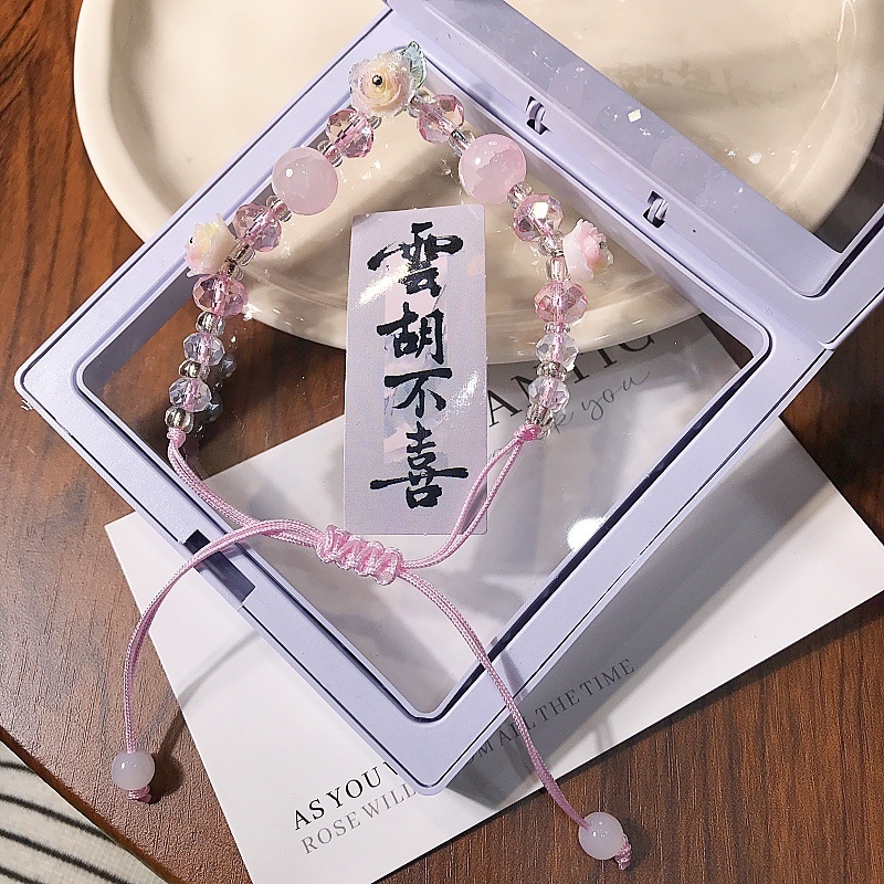 Brățară cu mărgele Camelia, împletită manual, din sticlă și lazurit, formă florală, stil proaspăt și elegant, bijuterie pentru mână