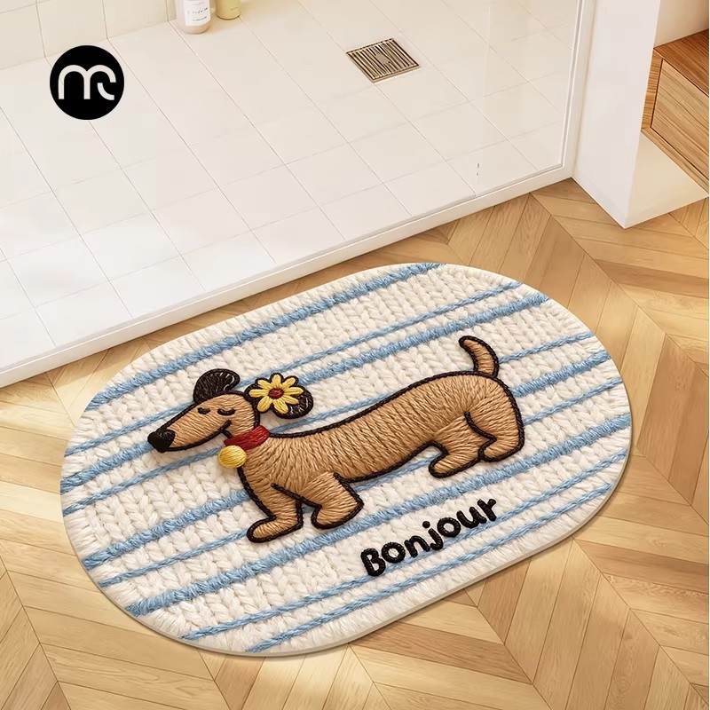 Diatomaceous Earth Mat - crtani uzorak, slatke životinje, kvadratni oblik, pere se, za kupaonu i ulaz