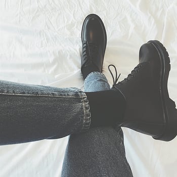 Botine Martin pentru bărbați, din piele PU artificială, talpă din cauciuc, vârf rotund, guler mediu, toc wedge mic (1–3 cm)