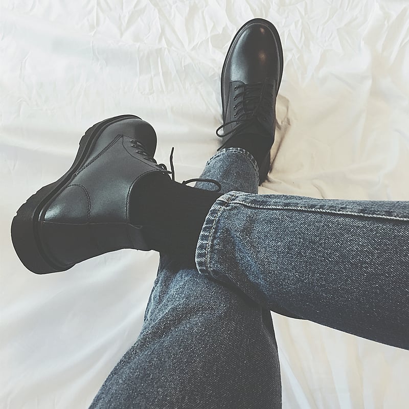 Botine Martin pentru bărbați, din piele PU artificială, talpă din cauciuc, vârf rotund, guler mediu, toc wedge mic (1–3 cm)