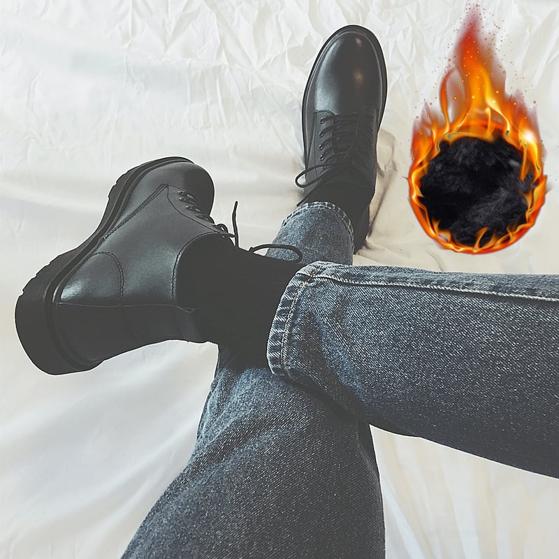 Botine Martin pentru bărbați, din piele PU artificială, talpă din cauciuc, vârf rotund, guler mediu, toc wedge mic (1–3 cm)