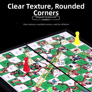 Magnetski sklopivi set šaha, dame i Ludo s kutijom za pohranu za djecu 7–14 godina — edukativna društvena igra (plastika)