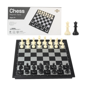 Magnetski sklopivi set šaha, dame i Ludo s kutijom za pohranu za djecu 7–14 godina — edukativna društvena igra (plastika)