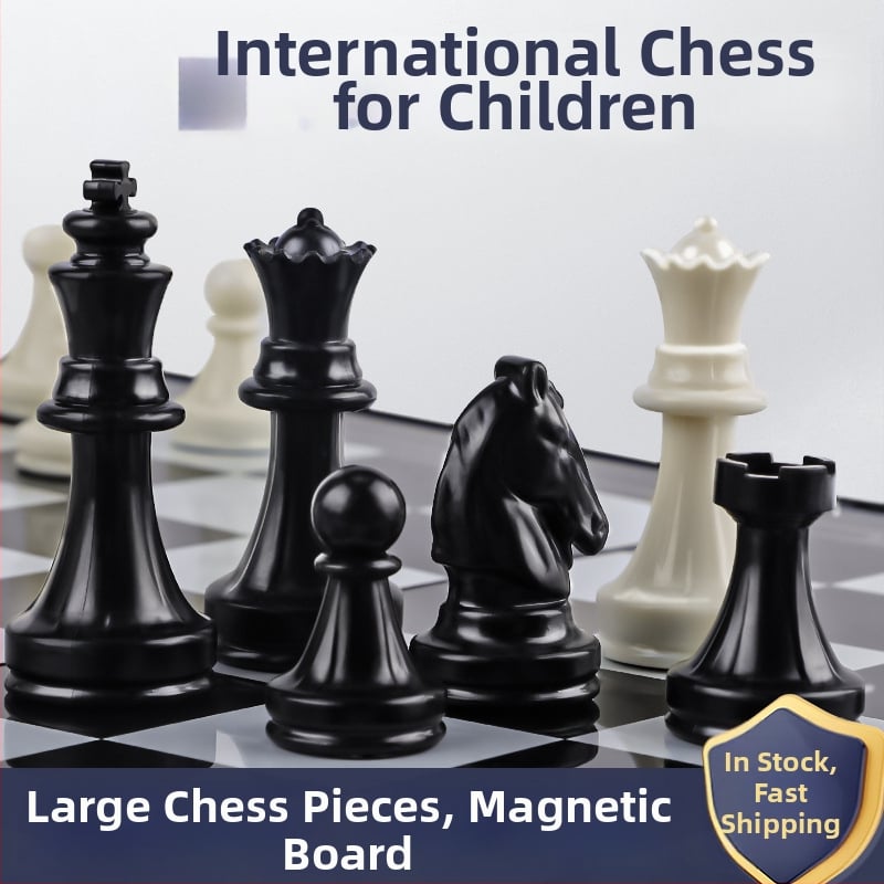 Magnetski sklopivi set šaha, dame i Ludo s kutijom za pohranu za djecu 7–14 godina — edukativna društvena igra (plastika)