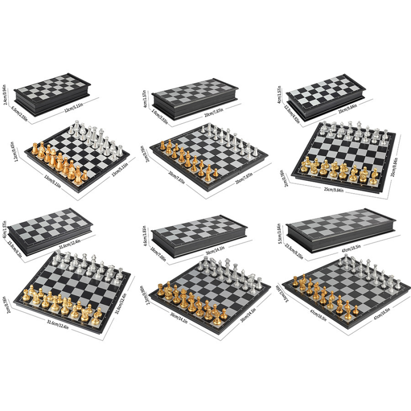 Magnetski sklopivi set šaha, dame i Ludo s kutijom za pohranu za djecu 7–14 godina — edukativna društvena igra (plastika)