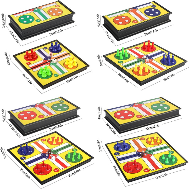 Magnetski sklopivi set šaha, dame i Ludo s kutijom za pohranu za djecu 7–14 godina — edukativna društvena igra (plastika)