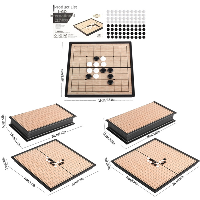 Magnetski sklopivi set šaha, dame i Ludo s kutijom za pohranu za djecu 7–14 godina — edukativna društvena igra (plastika)