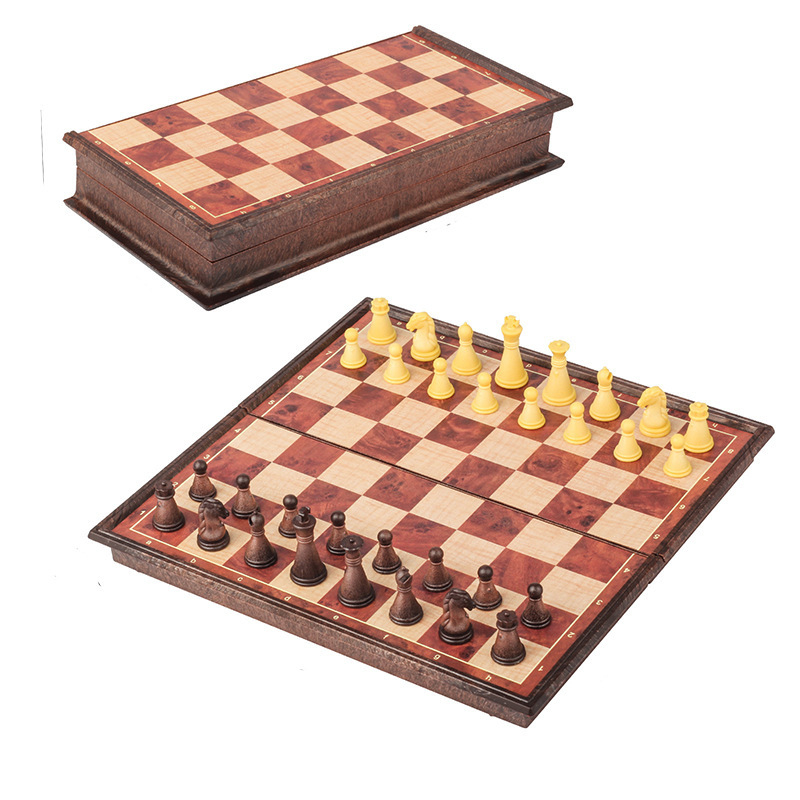 Magnetski sklopivi set šaha, dame i Ludo s kutijom za pohranu za djecu 7–14 godina — edukativna društvena igra (plastika)