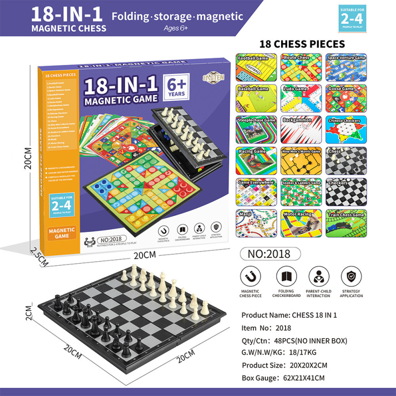 Magnetski sklopivi set šaha, dame i Ludo s kutijom za pohranu za djecu 7–14 godina — edukativna društvena igra (plastika)