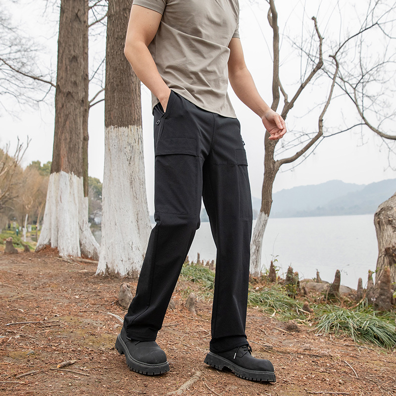 Pantaloni casual pentru bărbați, outdoor, croială dreaptă, ușori, cu elasticitate ridicată, amestec nylon-spandex 88%/12%