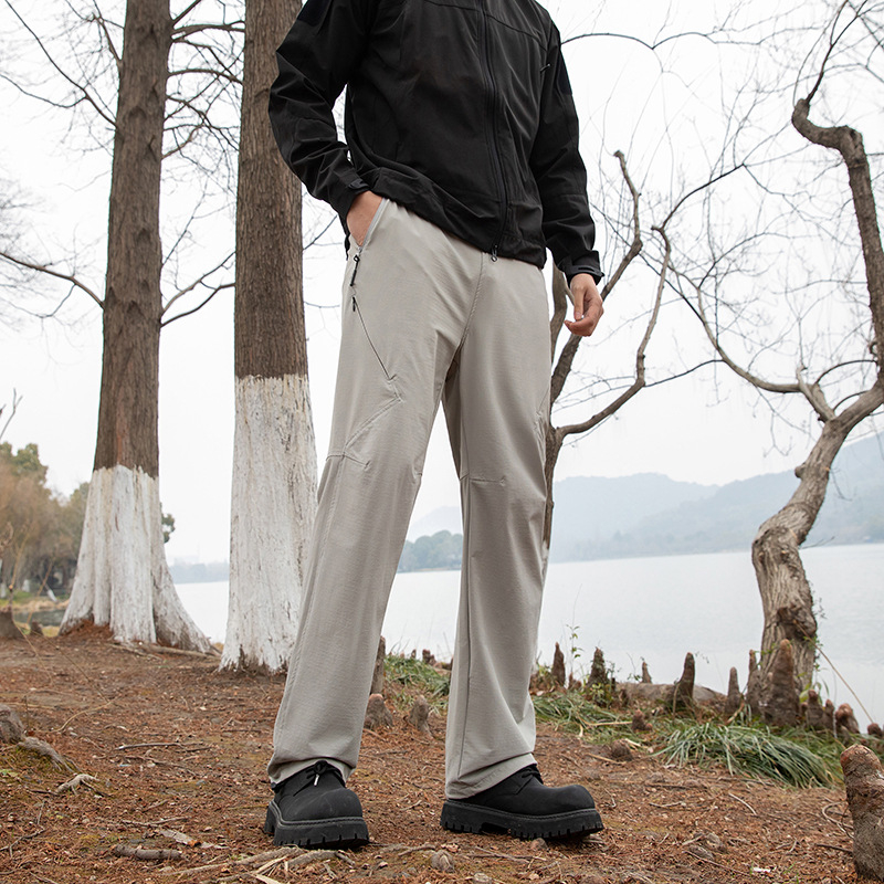 Pantaloni casual pentru bărbați, outdoor, croială dreaptă, ușori, cu elasticitate ridicată, amestec nylon-spandex 88%/12%