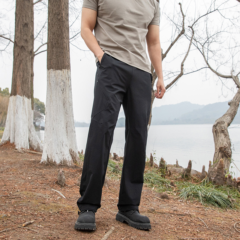 Pantaloni casual pentru bărbați, outdoor, croială dreaptă, ușori, cu elasticitate ridicată, amestec nylon-spandex 88%/12%
