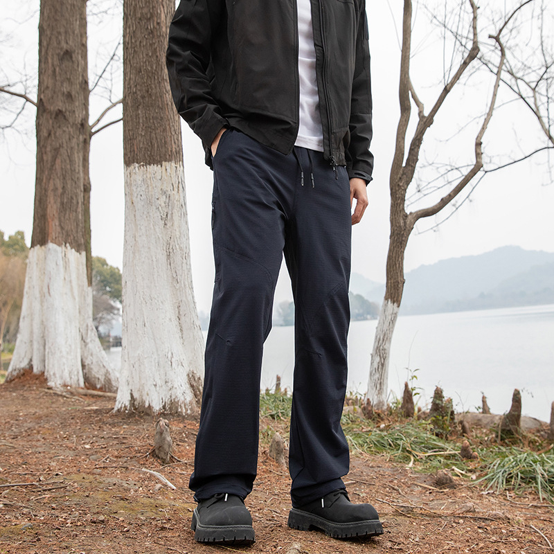 Pantaloni casual pentru bărbați, outdoor, croială dreaptă, ușori, cu elasticitate ridicată, amestec nylon-spandex 88%/12%