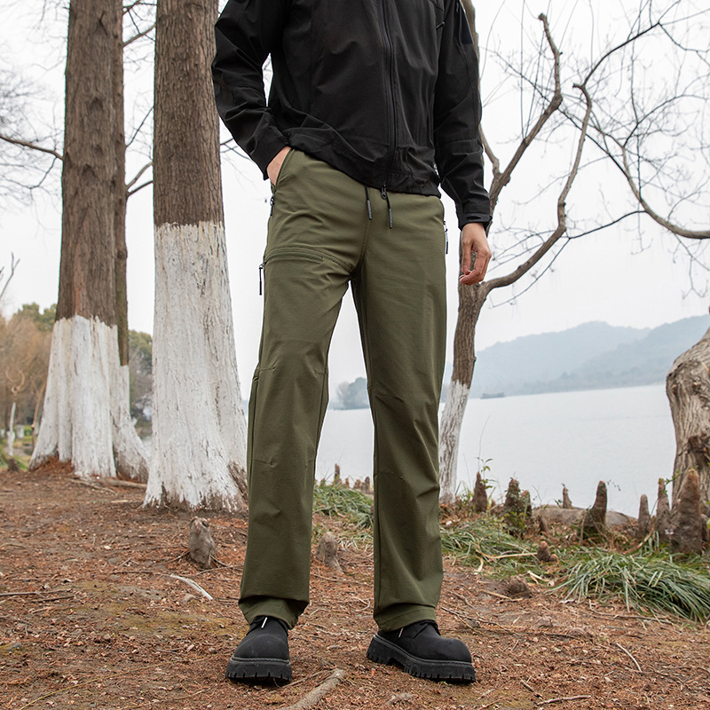 Pantaloni casual pentru bărbați, outdoor, croială dreaptă, ușori, cu elasticitate ridicată, amestec nylon-spandex 88%/12%