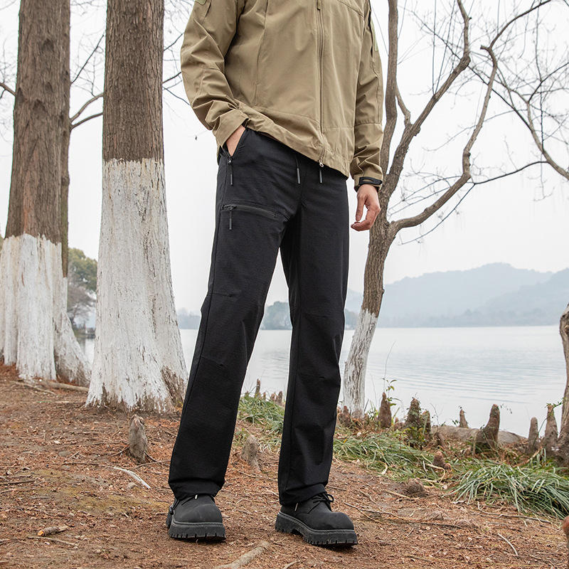 Pantaloni casual pentru bărbați, outdoor, croială dreaptă, ușori, cu elasticitate ridicată, amestec nylon-spandex 88%/12%