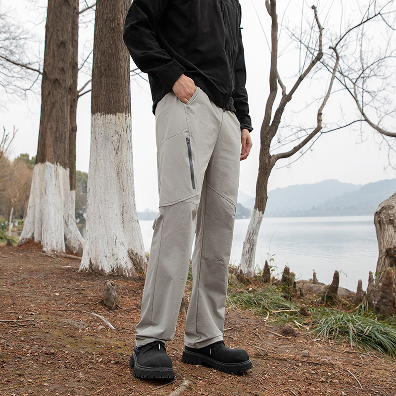 Pantaloni casual pentru bărbați, outdoor, croială dreaptă, ușori, cu elasticitate ridicată, amestec nylon-spandex 88%/12%