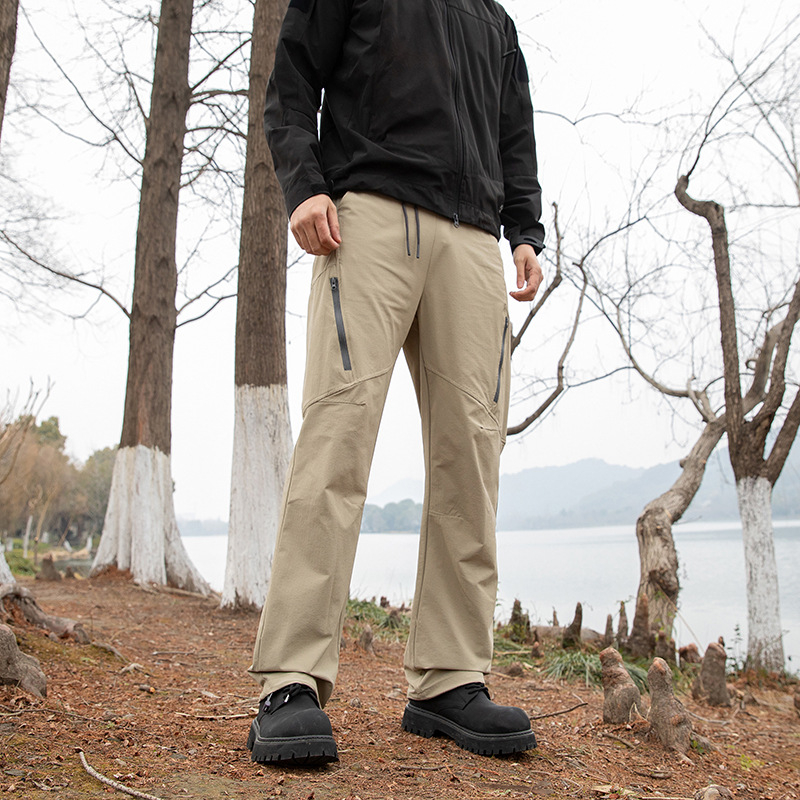 Pantaloni casual pentru bărbați, outdoor, croială dreaptă, ușori, cu elasticitate ridicată, amestec nylon-spandex 88%/12%