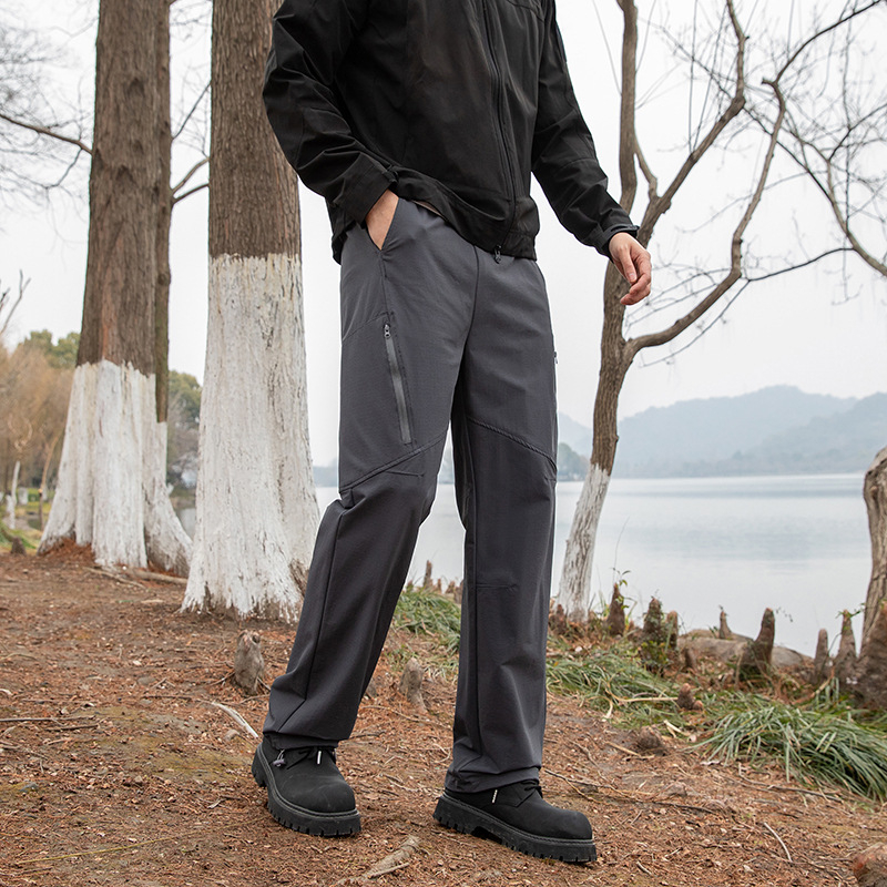 Pantaloni casual pentru bărbați, outdoor, croială dreaptă, ușori, cu elasticitate ridicată, amestec nylon-spandex 88%/12%