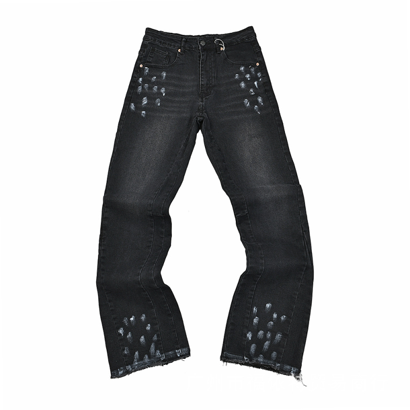 Traperice s grafiti printom Splash Ink, širokog kroja, srednji pojas, zip zatvarač, 90% pamuk, za sve sezone.