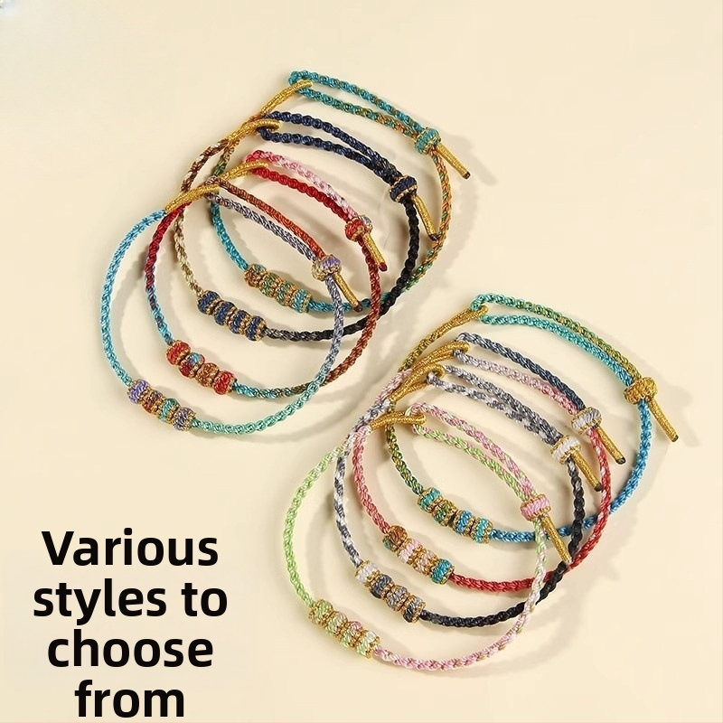 Ručne pletený náramok z kordy, etnický štýl, unisex (leto 2025)