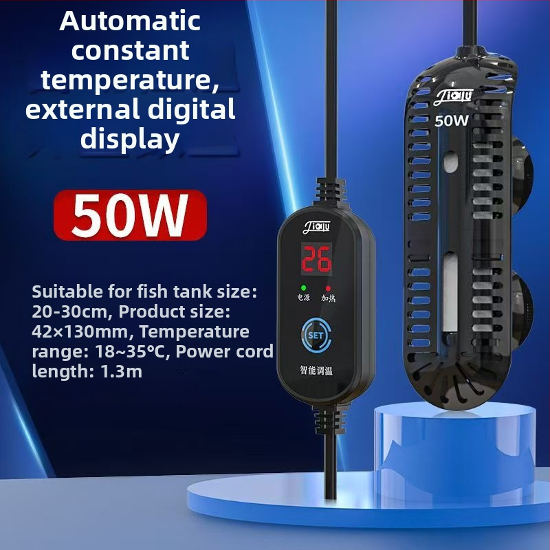 Akvarijná vykurovacia tyč s digitálnym displejom, kvarcový vykurovací element, automatická regulácia teploty, odolný voči výbuchu, ochranný kryt