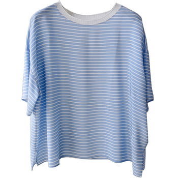 Cămașă din mătase Mulberry, cu dungi, mâneci scurte, guler rotund