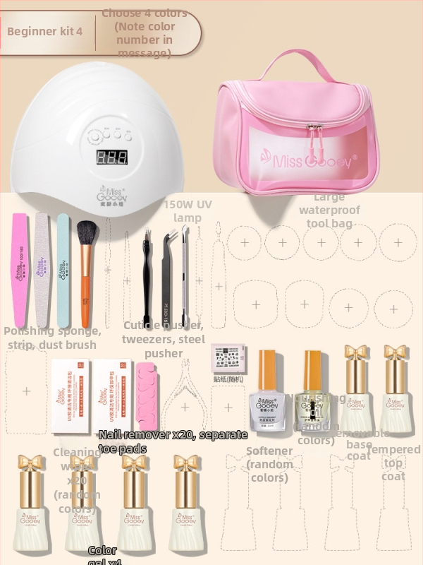 Σετ εργαλείων μανικιούρ με λαμπτήρα ταχείας πήξης για gel νύχια – γυάλινα εργαλεία, γενική χρήση, μάρκα Miss gooey / Miss honey