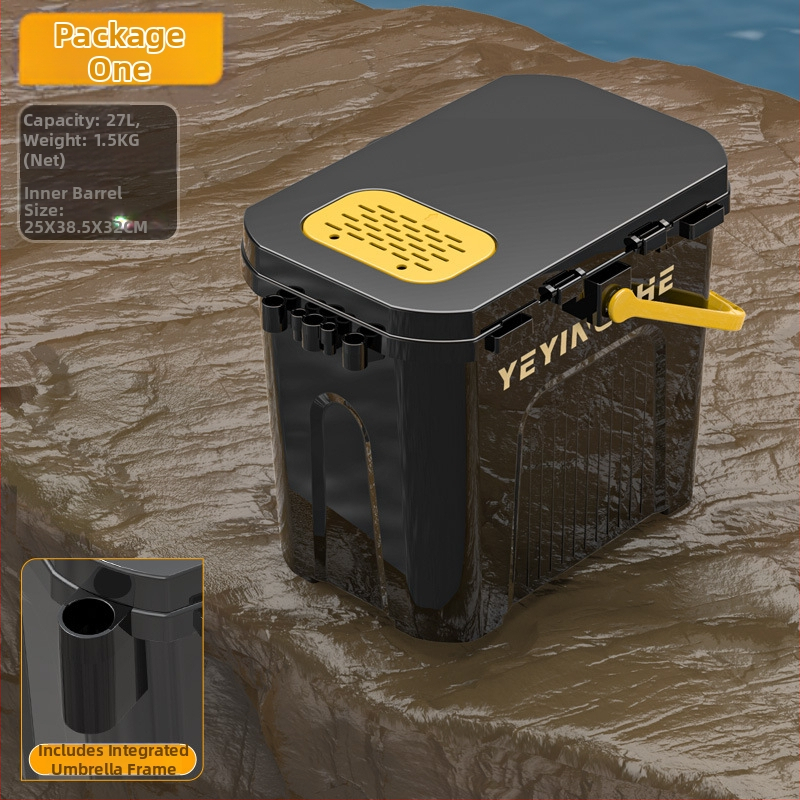 Prenosný rybársky vedierko so sedacím jednovrstvovým boxom, z plastu, kapacita pod 9, multifunkčný rybársky set