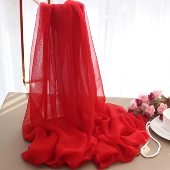 Damski šal od šifona, ravno tkanje, poliester, tie-dye završetak, svjež i sladak stil