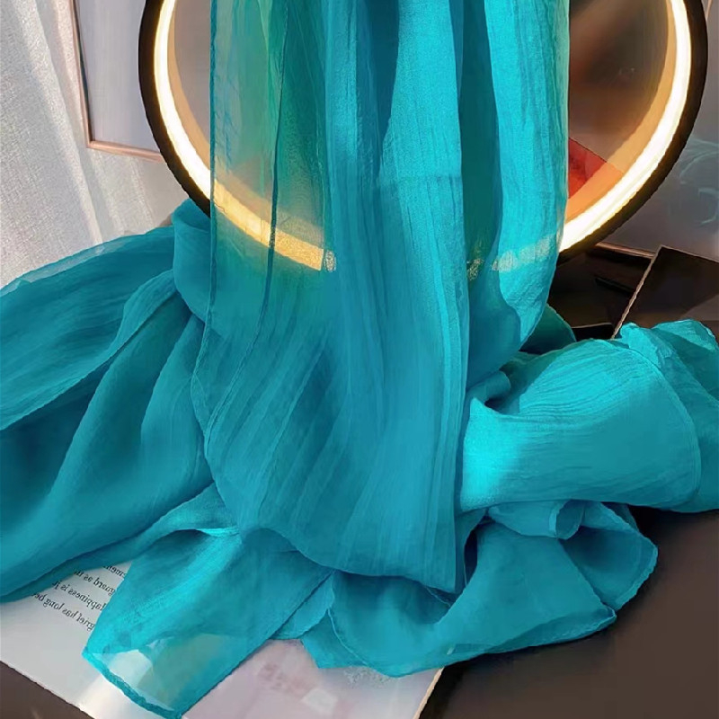 Damski šal od šifona, ravno tkanje, poliester, tie-dye završetak, svjež i sladak stil