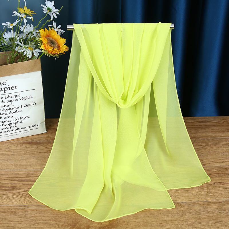 Damski šal od šifona, ravno tkanje, poliester, tie-dye završetak, svjež i sladak stil